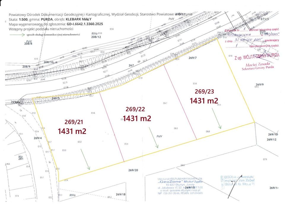 Działka budowlana w Klebarku Małym gm.Purda (269/22, pow.1431 m²) - Widok 2