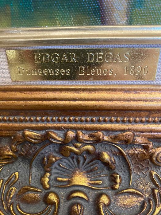 Quadro com reintrepetação, pintado à mão "Bailarinas azuis" de Degas