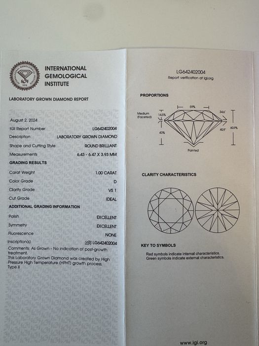 Kolczyki z diamentami 585 2 ct VS1 D, z certyfikatami IGI,  brylantami