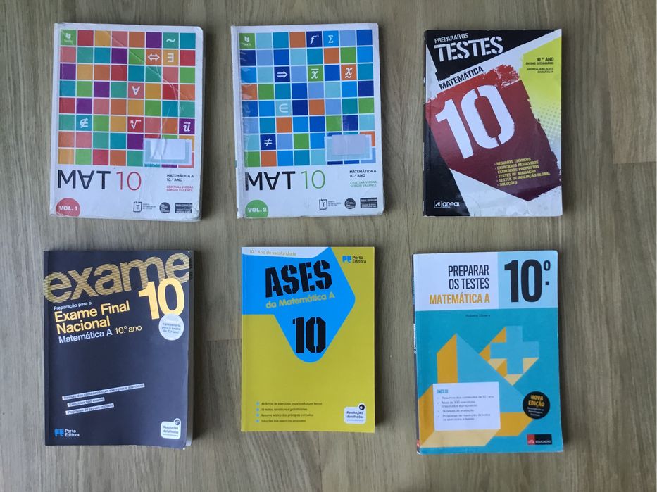 Manuais e livro de exercícios Matemática A 7°, 8°, 10°, 11° e 12° anos