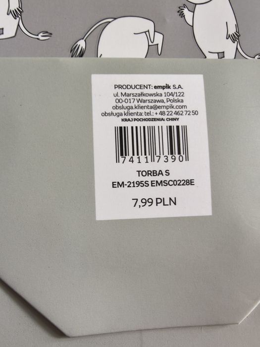 Torba papierowa Muminki Migotka Włóczykij  25x 15