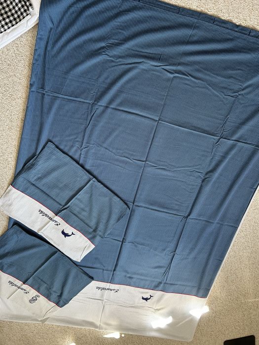 Pościel marynistyczna bawelniana biel granat niebieski morska 190x 130