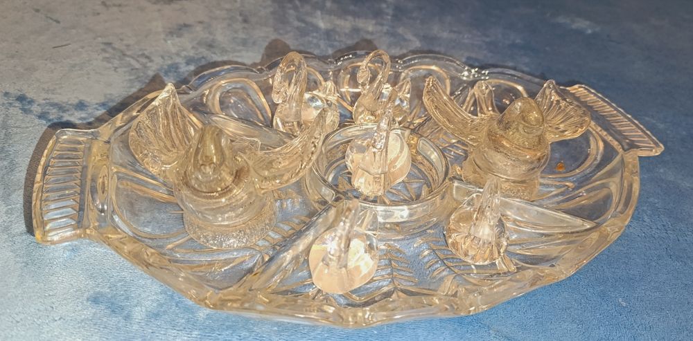 Хрустальные лебеди голуби поднос