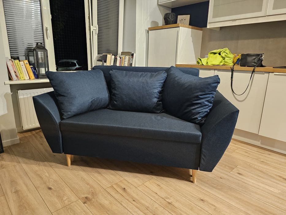 Sofa 2 osobowa z funkcją spania granat rozkładana nowa