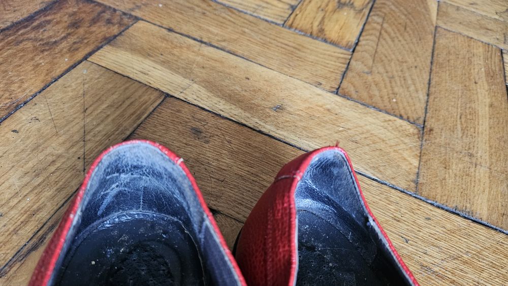 Skórzane buty retro Mondi Musling 39 / 40 wąskie - Czerwone Oksfordki