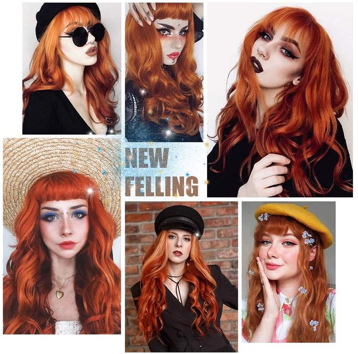 Peruca Cabelo Natural Extensões Longa 71 Cm!!! Franja ruiva vermelha