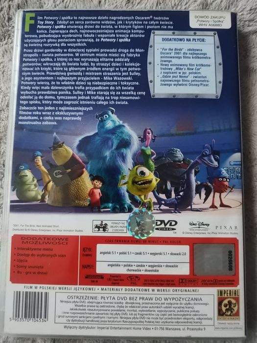 DVD - Potwory i Spółka (Disney Pixar) pełne wydanie Imperial