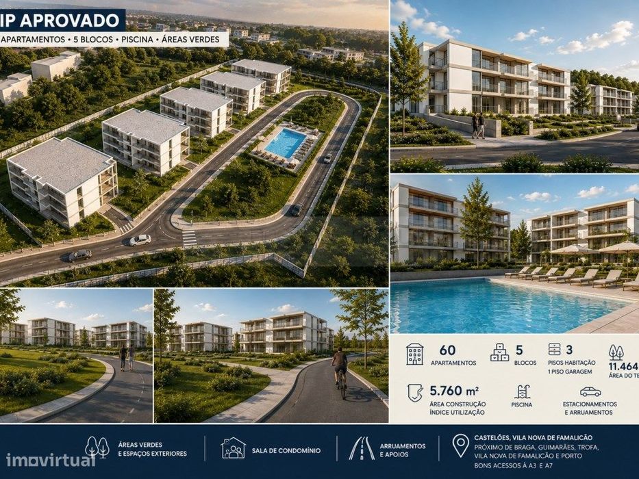 Terreno c/ PIP Aprovado - 60 Apartamentos | Famalicão
