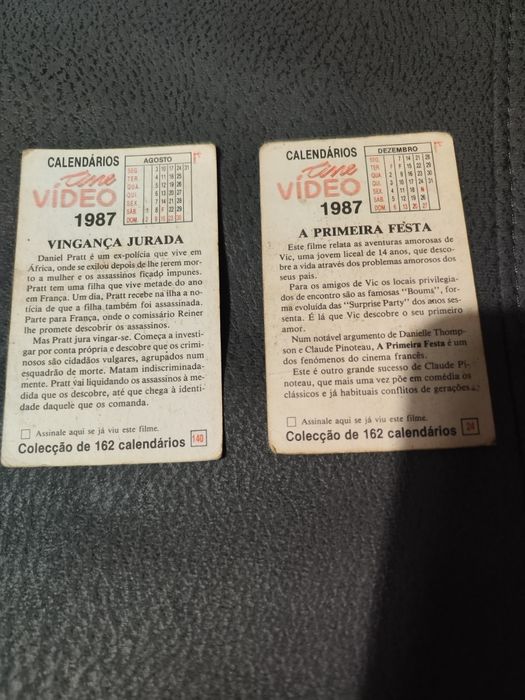 Conjunto de 2 calendários da coleção Cinevideo