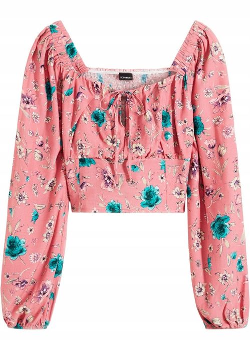 B.P.C krótka bluzka z marszczeniem w kwiatuszki 46.