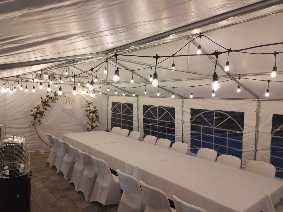 Wynajem namiotu, krzeseł, stołów, parasolii grzewczych