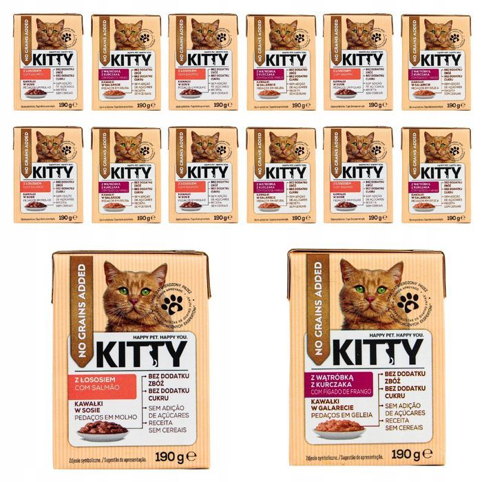 14 X 190G Karma Mokra Dla Kotów Kitty Mix Smaków Bez Zbóż 2,66 Kg