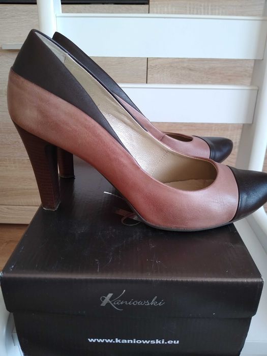 Buty na obcasie Kaniowski skórzane, eleganckie r.40/25.5 cm
