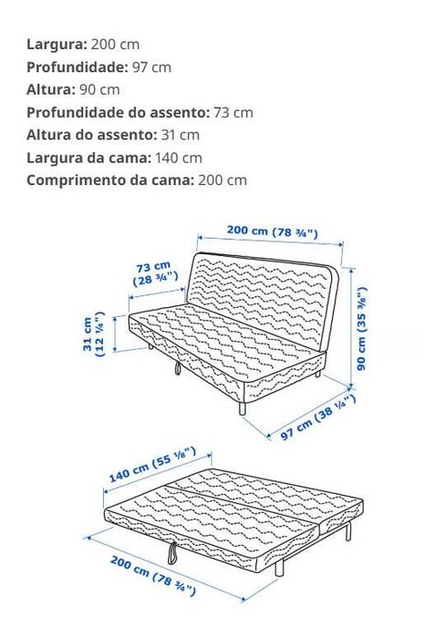 Sofá-cama 3 lugares, c/colchão de espuma/Skartofta preto/cinza