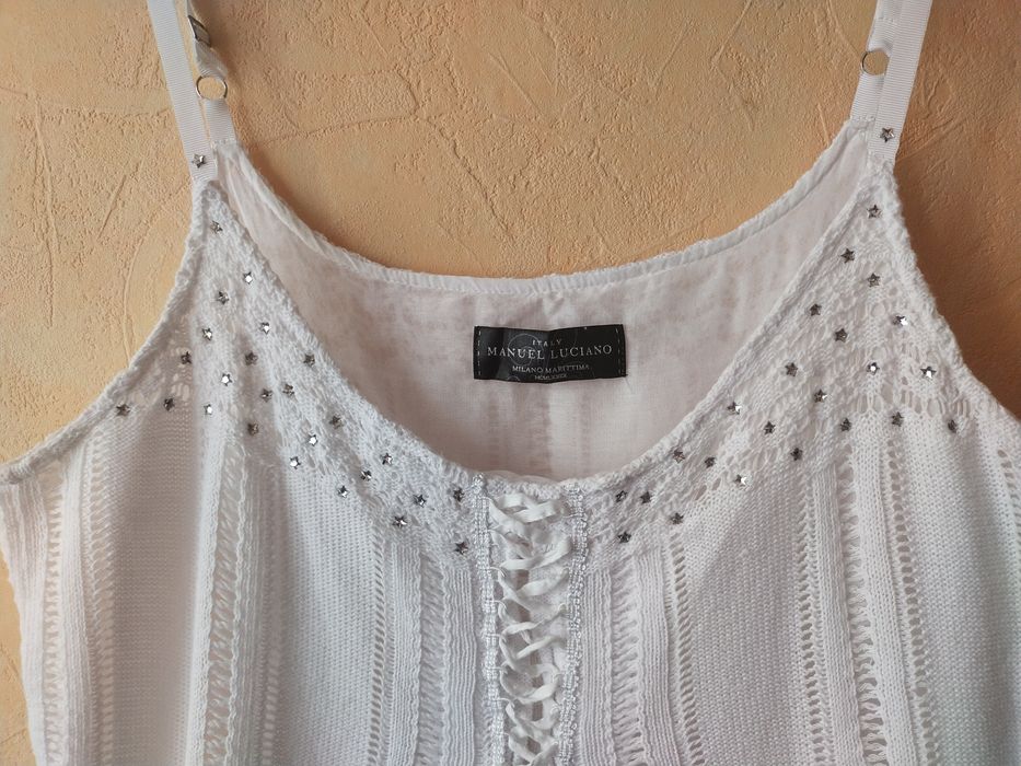 Letnia sukienka biała ażurowa rozmiar uniwersalny moda włoska