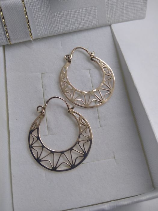 Złote delikatne kolczyki ażurowe złoto 585  202