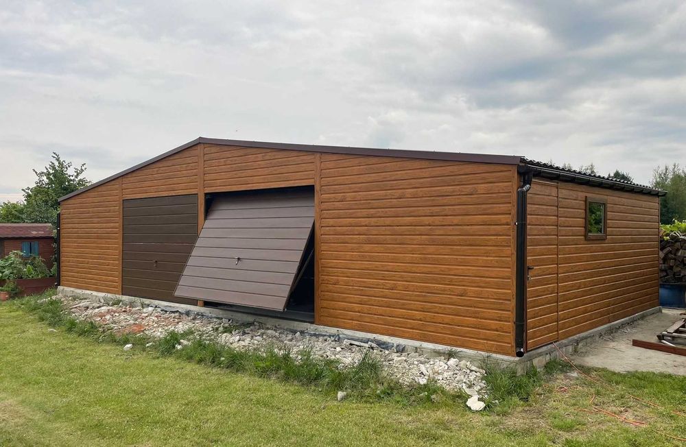 Garaż PREMIUM 8x5 grafit dwuspadowy obróbki, Drewnopodobny, Producent