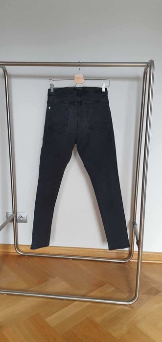 spodnie jeans slim fit skiny czarne grafitowe zara