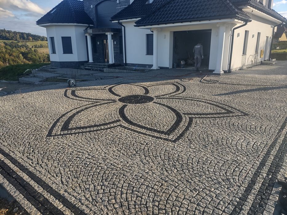 Układanie kostki granitowej i brukowej, kamień naturalny oraz płyty gresowe