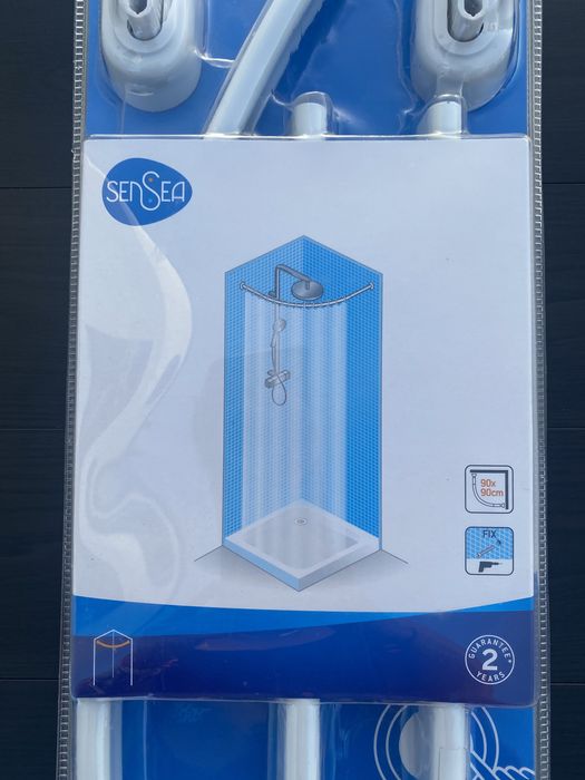 Varão de cortina de duche base meia lua 90*90