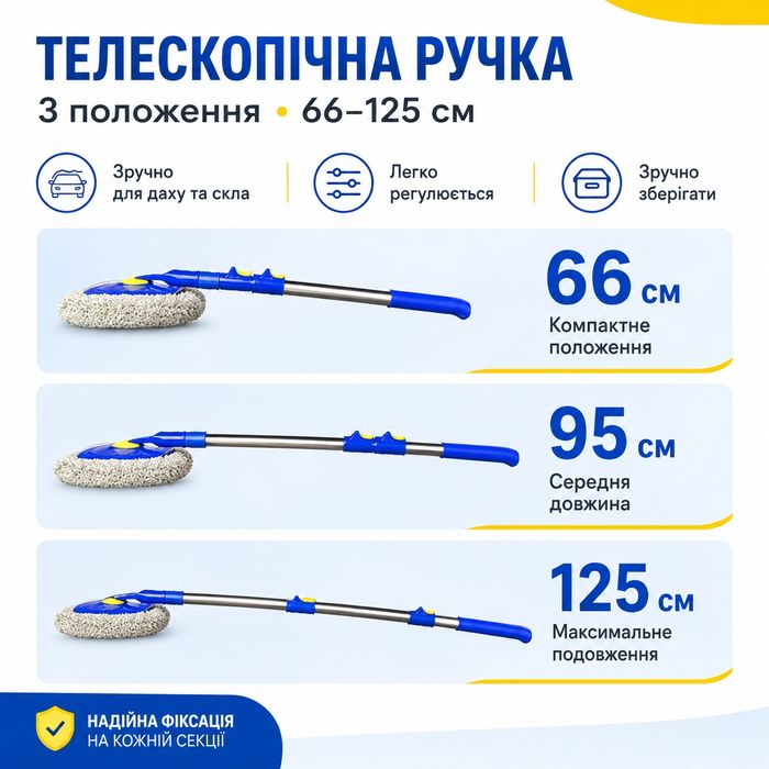Щітка для миття авто телескопічна мікрофібра