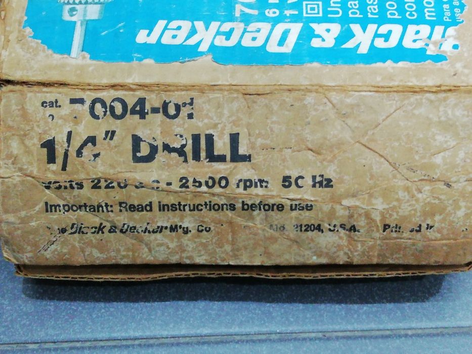 Black & Decker 1/4, Electric Drill, Mod. 7004, Vintage