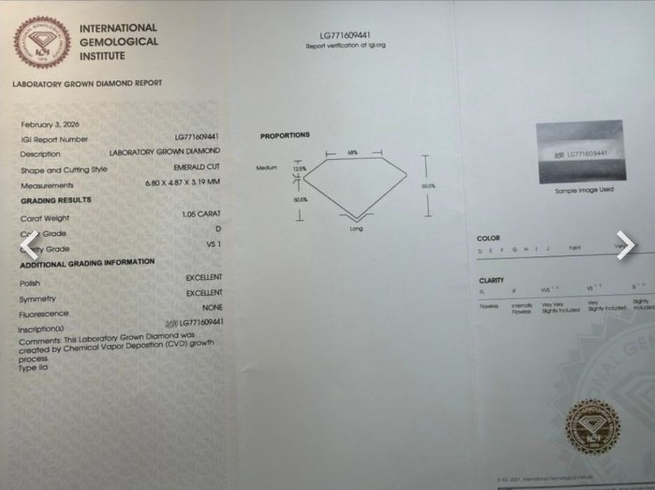 Anel de diamantes de laboratório certificados