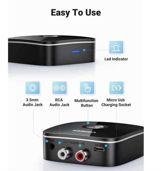 Блютуз ресивер Ugreen 5.3 приемник Receiver Bluetooth CM123