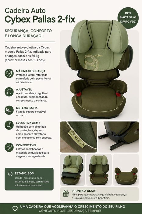Cadeira auto cybex em ótimo estado
