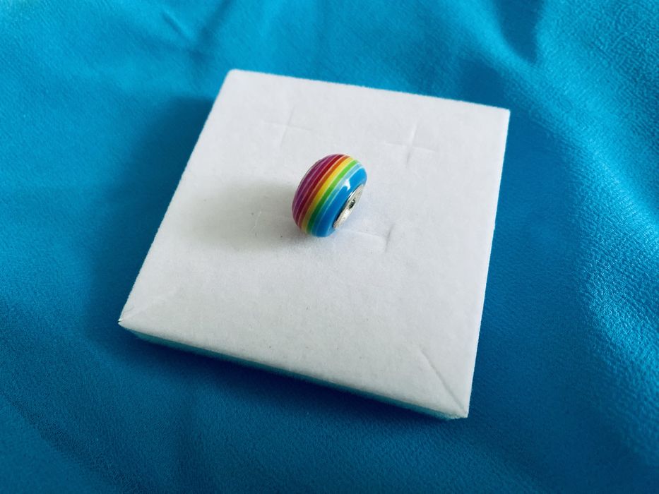 nowy metalowy charms beads przekładka na bransoletkę tęcza