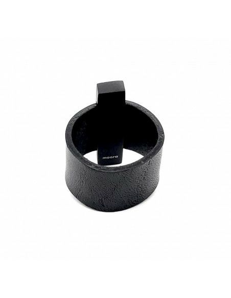 Pierścionek skóra+stal