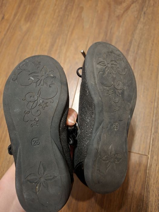 Balerinki 26 pantofle Cup Cake czarne z brokatem