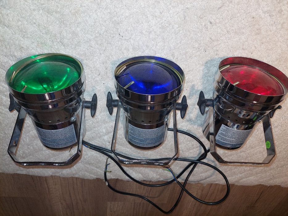 Pinspot z lampą PAR-36 6V/30W 3 szt RGB