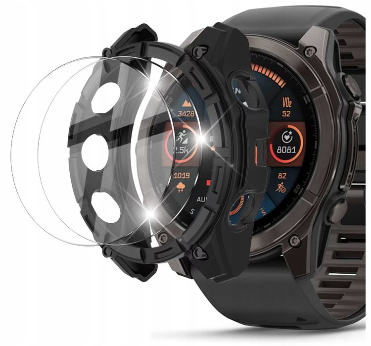 2 X Szkło Hartowane 9H + Etui Silikonowe do Garmin Fenix 8 51mm