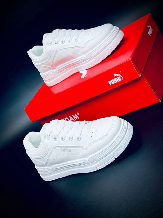 Кросівки на платформі Puma•жіночі білі пума•кеди на високій підошві