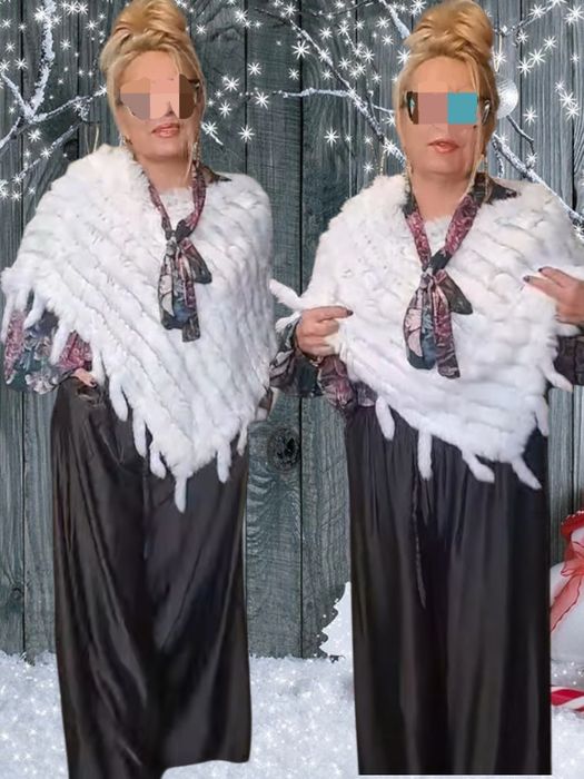 Пончо з хутра кролика