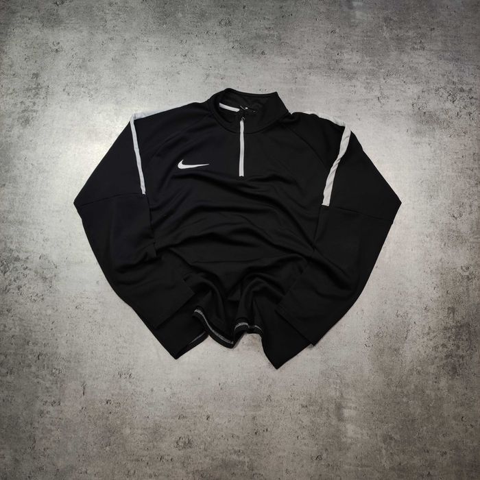 MĘSKA Bluza Sportowa Nike Dri Fit Rozpinana 1/3 Czarno Biała BiegSPORT