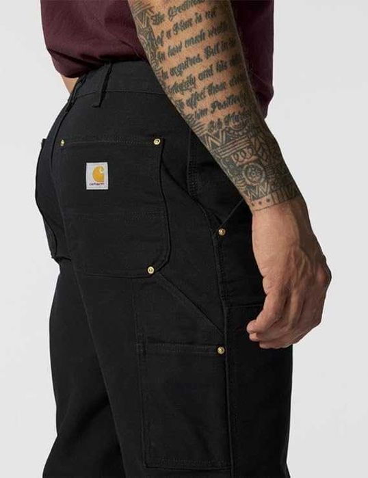 CARHARTT Męskie Spodnie Robocze Duck Double Front B01-M Black 40W/32L