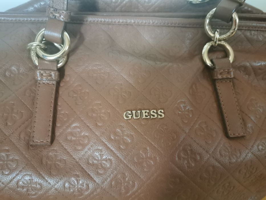 Guess Torba shopper skóra naturalna- UNIKAT