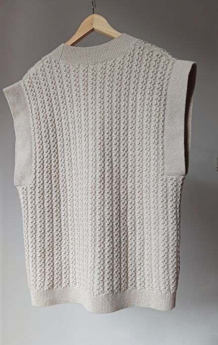 Kamizelka wełniana kaszmirowa bezrękawnik sweter H&M beżowa kaszmir