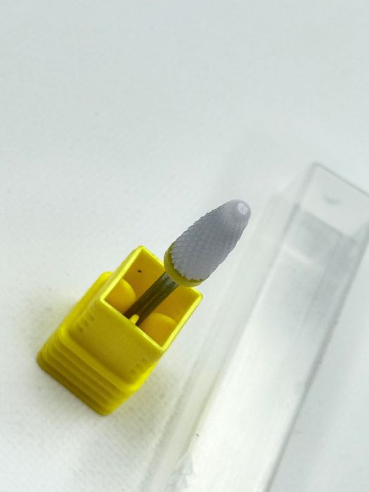 Frez Ceramiczny Do Paznokci Skórek STOŻEK Żółty Do Ściągania Żelu