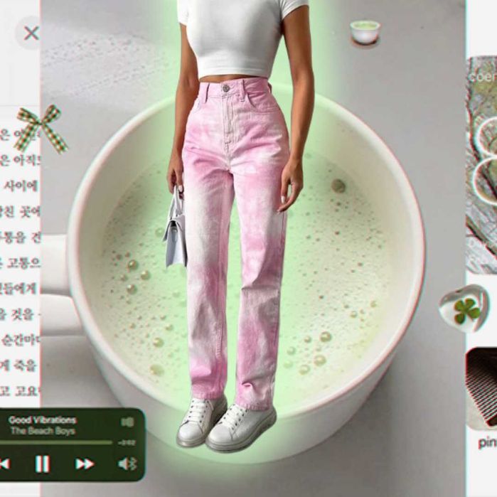 Рожеві джинси у стилі тай дай барбі