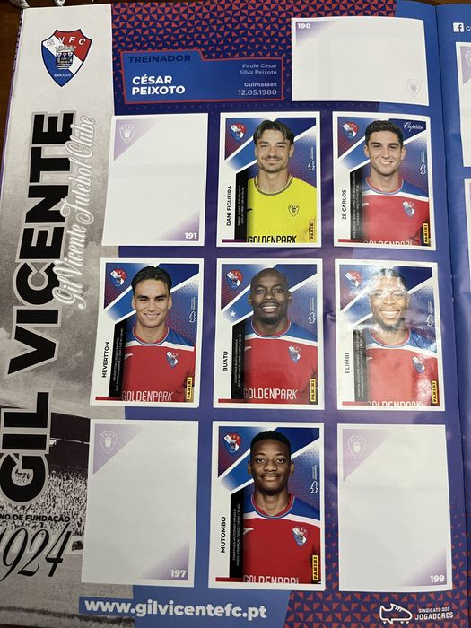 Caderneta Panini Futebol 2025/26 com 195 Cromos Colados (40%)