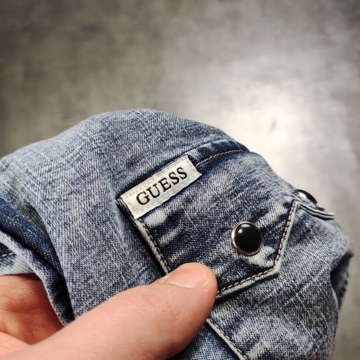 MĘSKA Koszula Elegancka PREMIUM Denim Jeans Guess USA Kieszenie Logo