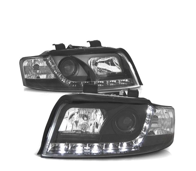 FARÓIS AUDI A4 B6 00-04 FUNDO PRETO LUZ DIURNA LED