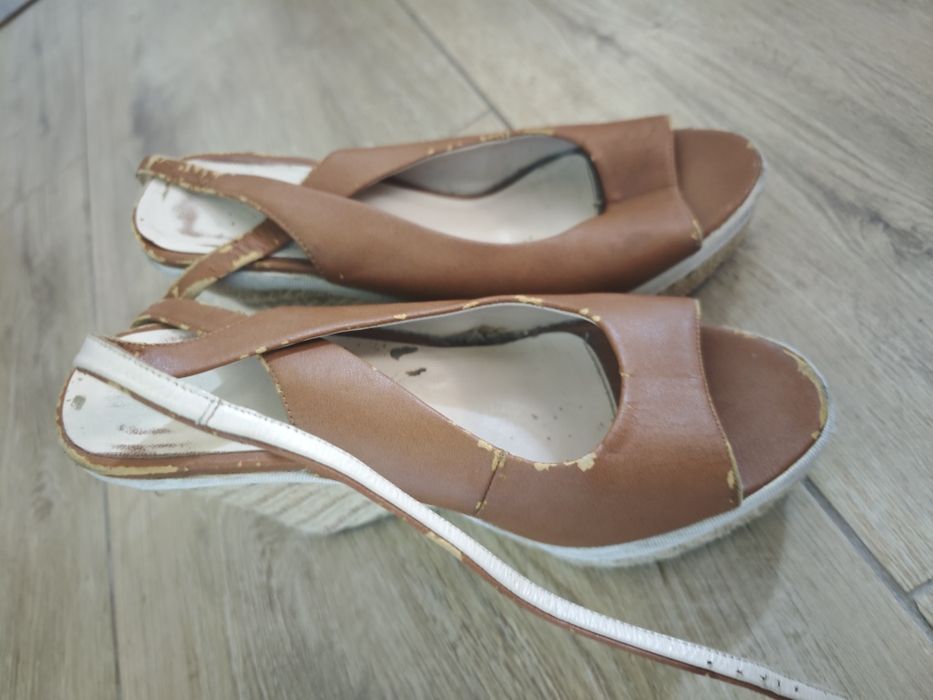 Brązowe sandały na koturnie espadryle rozmiar 39