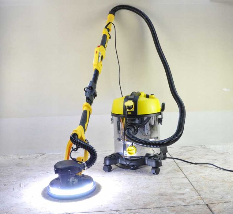 NOWA Szlifierka Do Gipsu Żyrafa 225mm LED 800w Teleskopowa Odsysanie Pyłu Soft Start 12 Tarcz