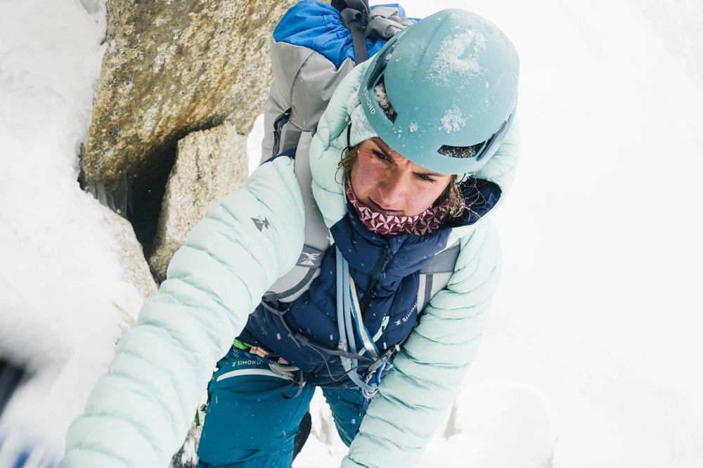 Casaco de penas Alpinismo Mulher Azul marinho - Azul gelo