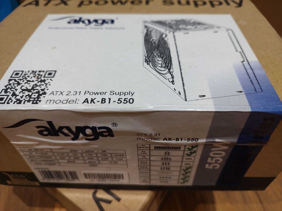 Nowy zasilacz komputerowy ATX Akyga AK-B1-550 W