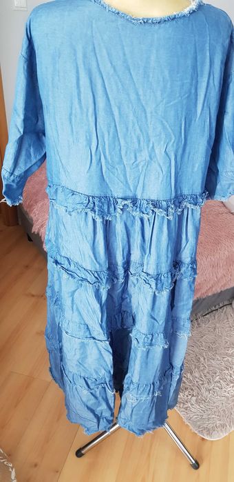 Nowa boho asymetryczna sukienka oversize a'la jeansowa